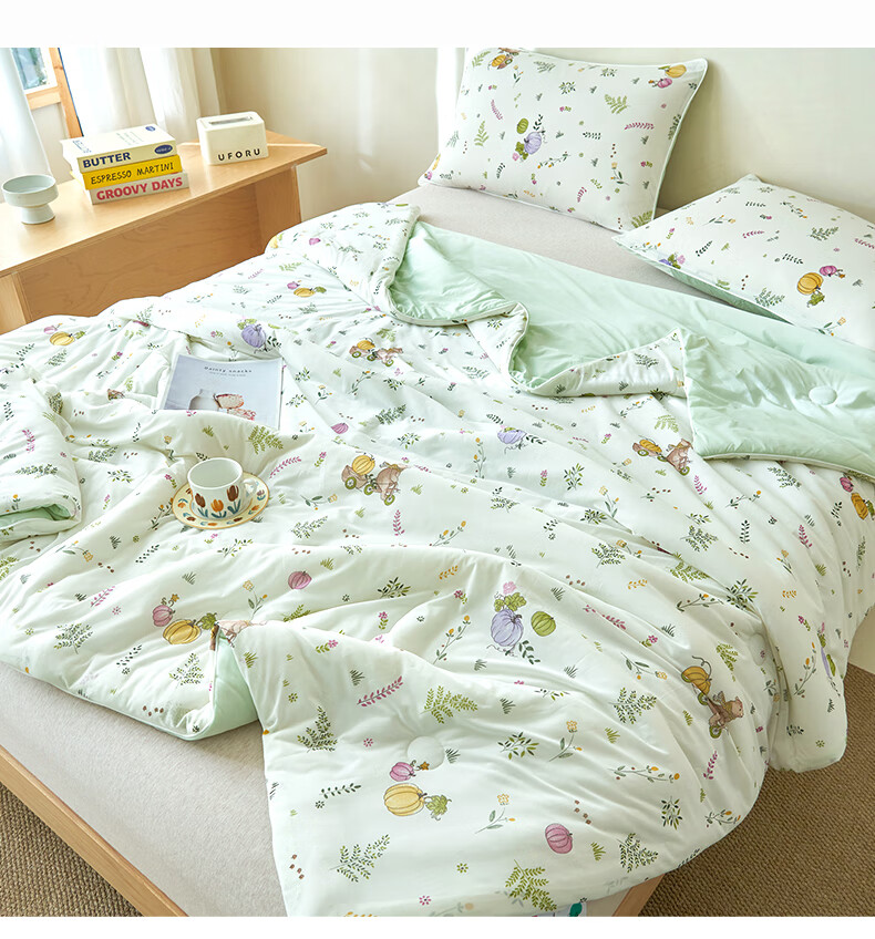 Grace Class A Fabric Cool-Feeling Silk Summer Quilt, Cooling Value 0.21, Summer Ice Silk Air Conditioning Blanket, 200*230cm, Xiancao 7