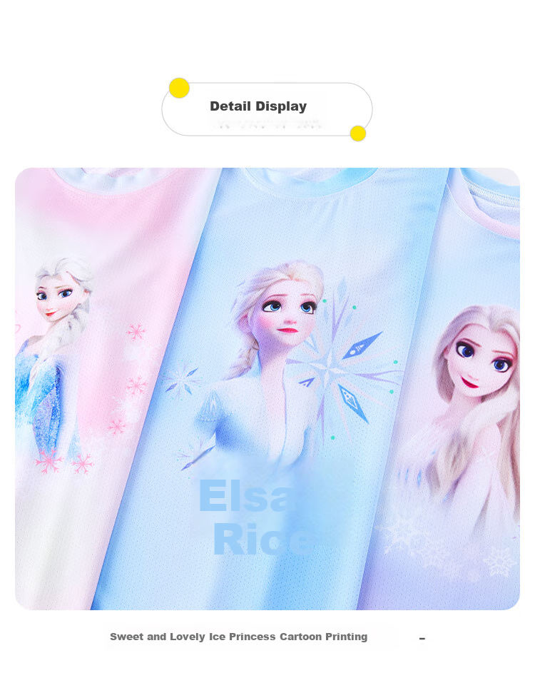 Disney Children's Quick-Dry Clothing Set, Elsa Princess Short-Sleeve T-Shirt for Girls, Summer Set FL164004-3, Orange-Pink, Size 140 12