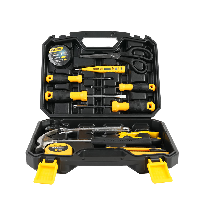 Deli Household Multifunctional Hardware Tool Box Set 11-Piece Manual Tool Kit for Home Repair