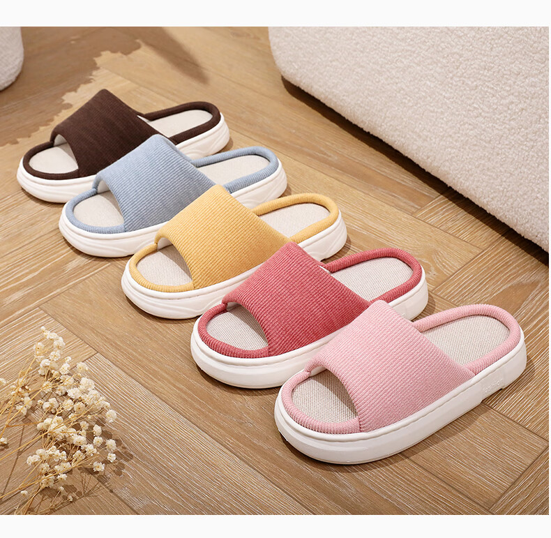 XGGC Linen Slippers for Men Summer Non-Slip Anti-Sweat Indoor Home Quiet All-Season Cotton Linen Slippers for Women Red Size 38-39 1