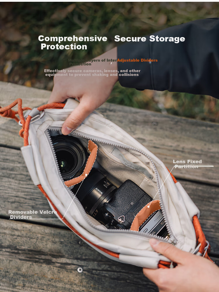 PGYTECH Drawstring Camera Bag, Dandelion OneGo Drawstring Bag, Mirrorless Camera Sling Bag, Shoulder Photography Bag, Fuji Instax Camera Bag Inner Liner, Suitable for Sony And Canon, Jungle Gree 4