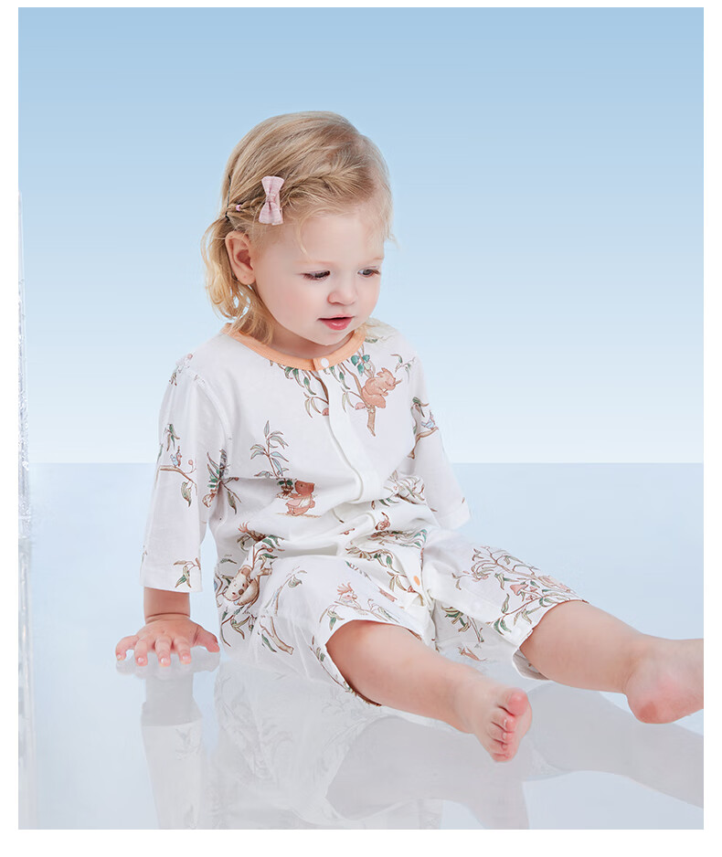 Beitaisi Baby Clothes, Summer Breathable Thin Mesh, Infant Romper, Three-Quarter Sleeve, Pure Cotton Class A Air Conditioning Wear 22
