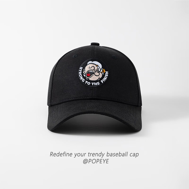 Popeye Vintage Hard Top Embroidered Baseball Cap Unisex Adjustable Duckbill Sun Hat Large Head Size Trendy Face Slimming Hat 7
