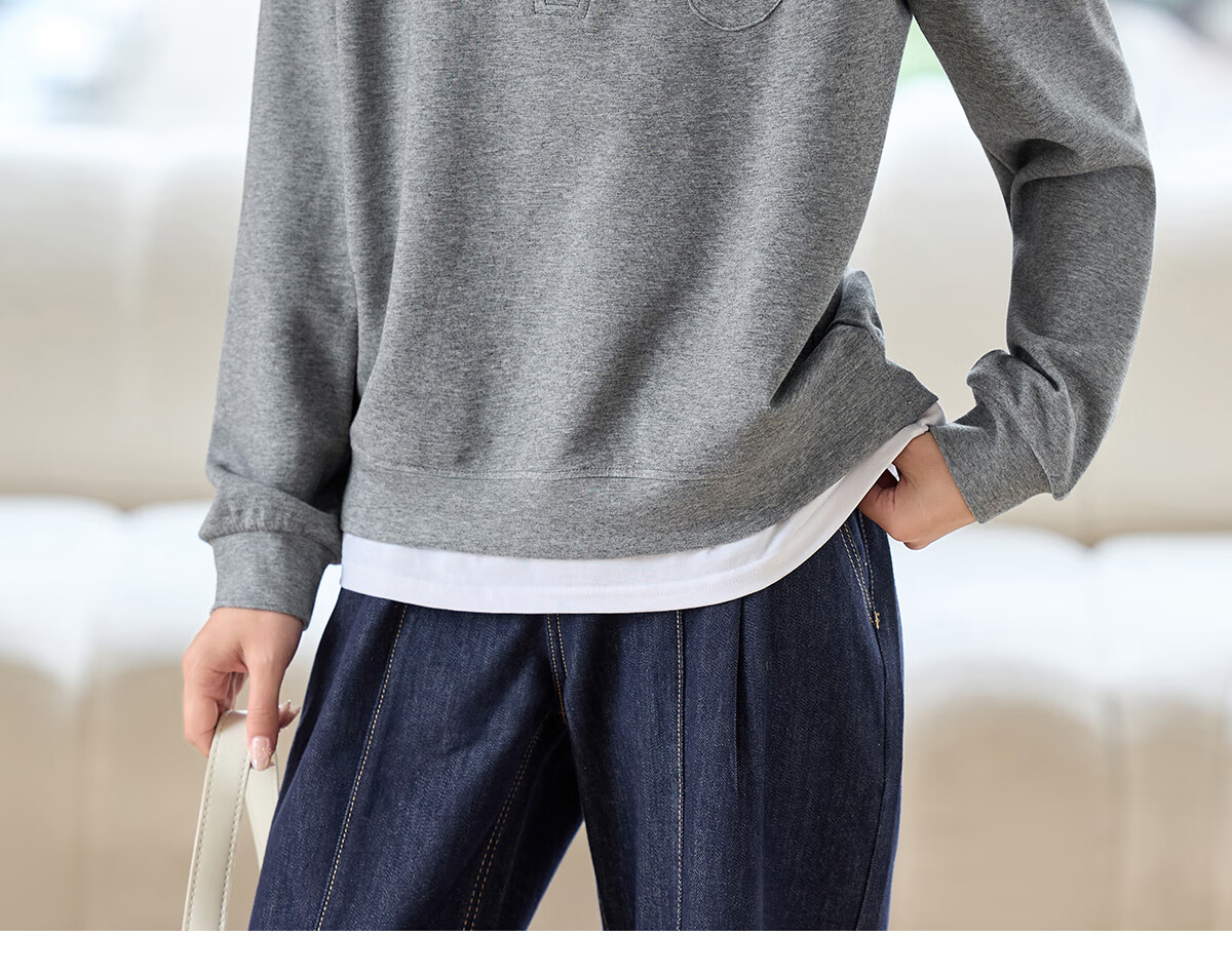 PinCai Women's Casual V-Neck Fake Two-Piece Loose Slim Layered Sweatshirt P53W050 20