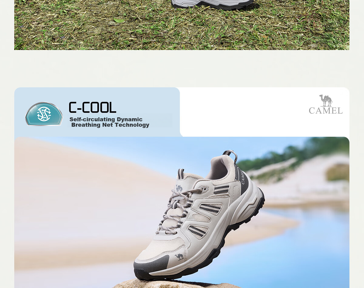 CAMEL Outdoor Hiking Shoes for Women, Breathable Casual Thick-Soled Trekking Shoes, Water-Resistant Non-Slip Women's Shoes F25B693007 Size 35 5