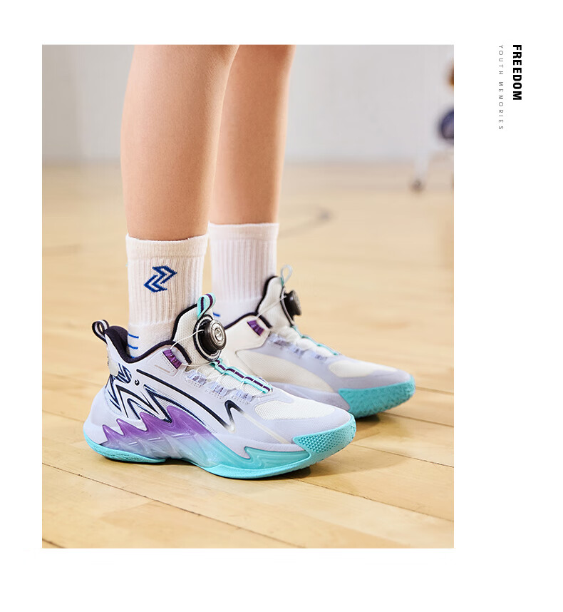 ERKE Kids Boys Basketball Shoes Children's Youth Cushioning Dial Buckle Sneakers Asphalt Blue/Original Force Blue Size 38 30