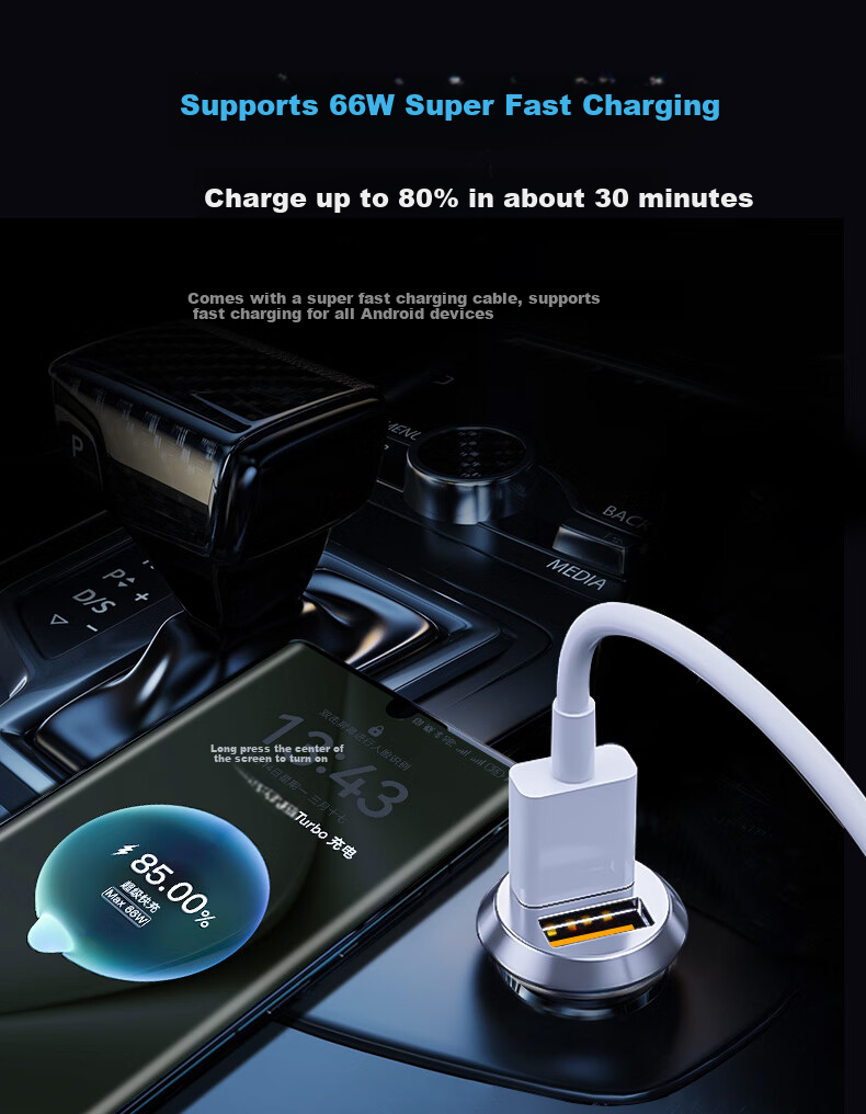 Newsmy 100W Car Charger, Super Fast Charging Cigarette Lighter Adapter, USB Expansion Port, One-To 6