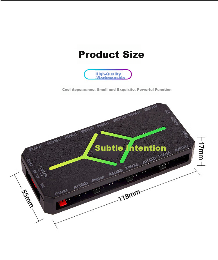 JPLAYER Ziyi Co-Branded Hub ARGB Synchronized 5V 3-Pin Black 9-Port Controller (With Remote Control/PWM Temperature Control) JPS-231 7