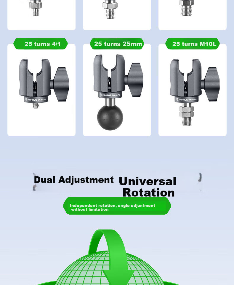 FANAUE Motorcycle Phone Holder, Action Camera Ball Head Adapter Clamp, Handlebar Extension Rod, Navigation Accessory CC-80P(M6) 3