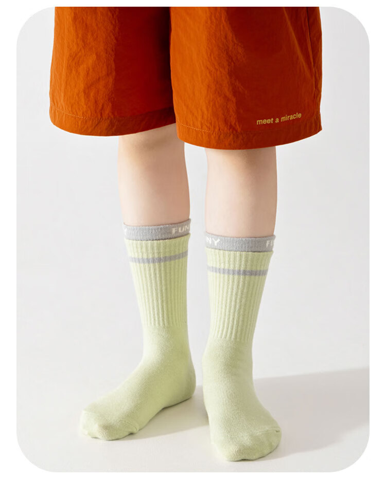 Yuzhaolin 5 Pairs Boys' Cotton Mid-Calf Sports Socks Spring Summer Youth Children's Seamless Long Socks for Boys and Girls 4
