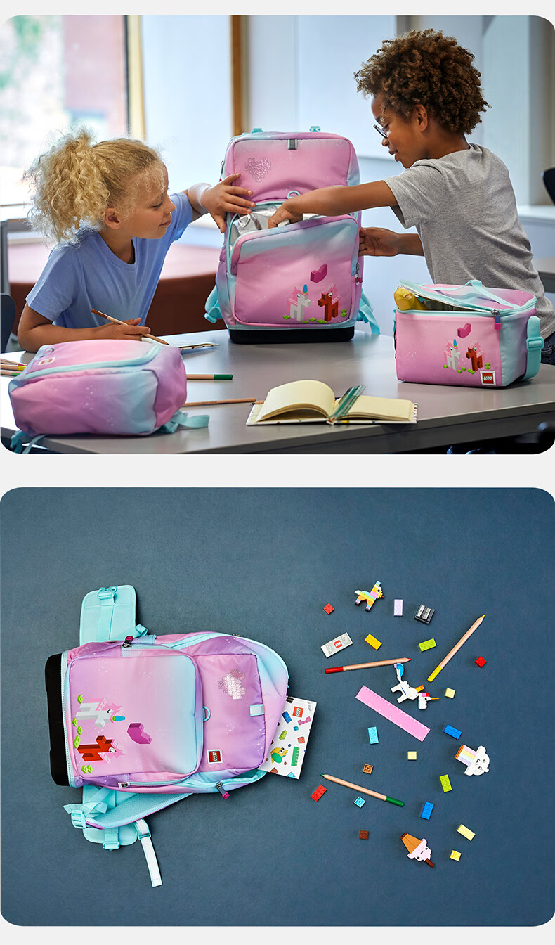 LEGO Elementary School Backpack for Grades 1-3, Children's Double Backpack, Effective Load Reduction, 3D Letters, Blue 20238 4