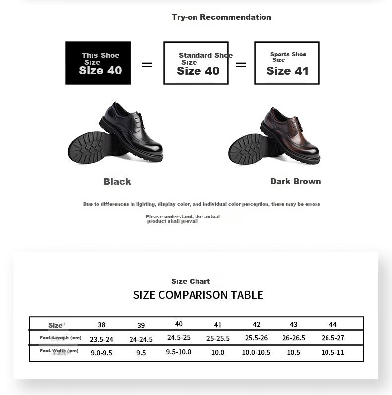 LAORENTOU Men's Leather Shoes, Business Casual Brogue Style Formal Shoes, High-Quality Brogue Brand Dress Shoes, LA11366, Black, Size 38 3