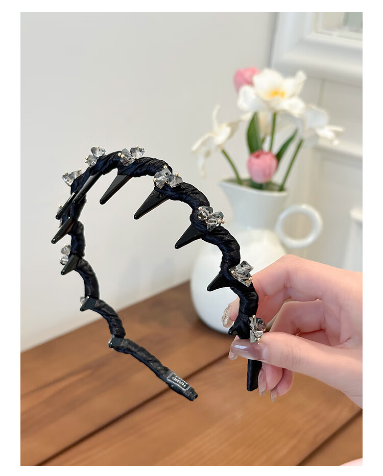 CHIMERA Sparkling Diamond Wave Headband with Teeth, Hair Clip for Face Washing, High-End Hair Accessory, Women's Mid-Autumn Festival Gift 5