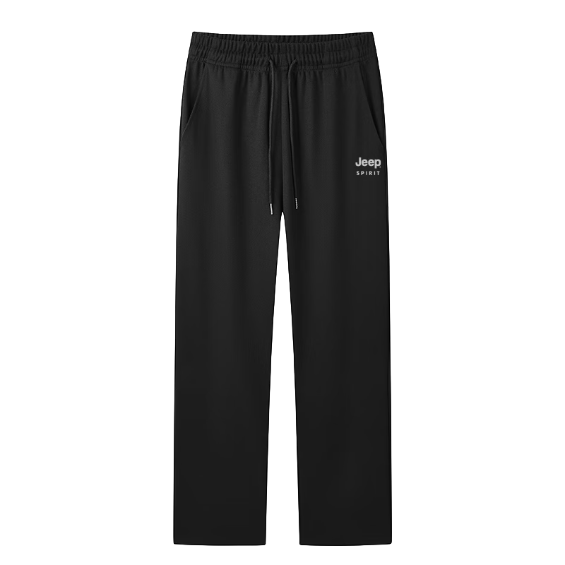 JEEP SPIRIT Men's Loose Straight-Leg Pants, Versatile Wide-Leg Trousers for Spring And Autumn, Casual Long Pants for Men, Black XL