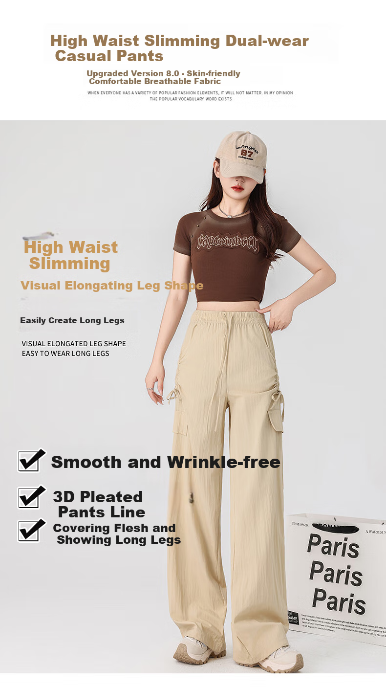 LangSha Women's Cargo Pants with Drawstring for Petite Figures, Lightweight Summer 2025 Butterfly Bow Casual Quick-Dry Trousers Paratrooper Pants 5