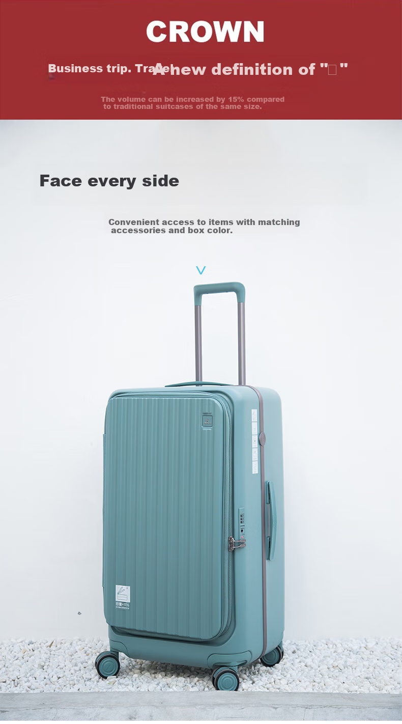 CROWN Side-Opening Suitcase, Aluminum Frame, Large Capacity, Summer Travel Luggage, 5292, Blue, 28 Inches, Requires Check-I 11