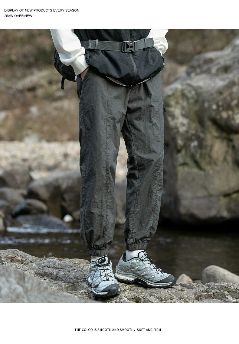 JEEP Casual Pants for Men, Spring Quick-Dry Breathable Sports Pants, Outdoor Trendy Hiking Trousers, Black, Size L 10
