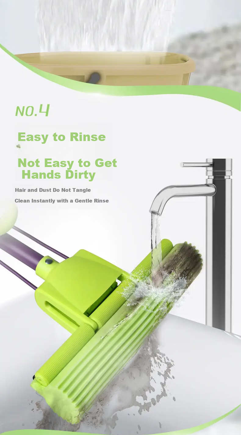 MIAOJIE Sponge Mop, 27cm Handle Length, 120cm Total, 2 Heads, Roller-Type, Lazy Person's Household Use, All-In Cleaning, No Hand Washing Required, Sponge Absorbent 5