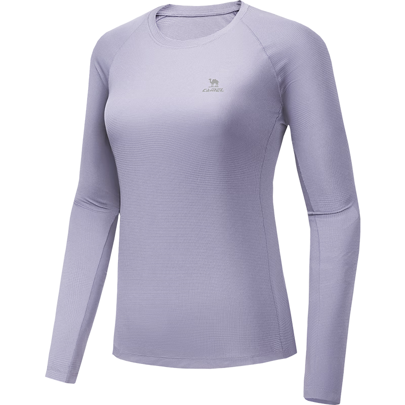 CAMEL Long Sleeve Quick-Dry T-Shirt for Women Running Fitness Crew Neck Sports Top C25CAVL6001 Pink Purple M