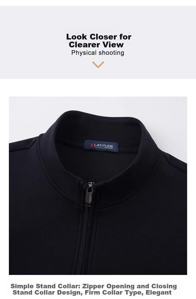 MONTAGUT Spring And Autumn Men's Long-Sleeve Sweatshirt, Semi-Turtleneck, Zipper, Elastic Cotton T-Shirt, Skin-Friendly Top, Jiguolan, 2XL 10
