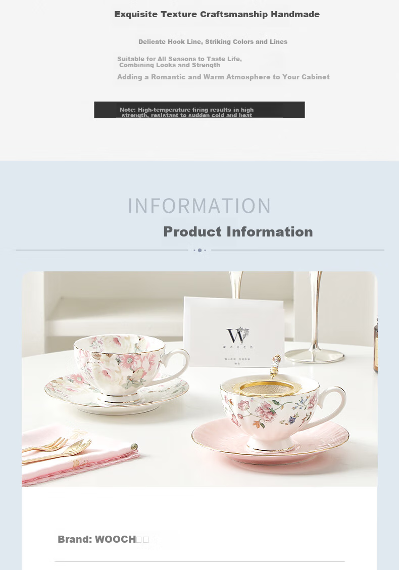 WOOCH Sweet Series Cup And Saucer Gift Box Set, Luxurious Exquisite Coffee Cups, Engagement Gifts, Wedding Favors, Housewarming Presents 5