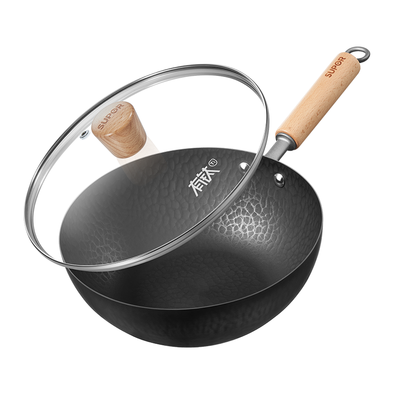 SUPOR Titanium Iron Non-Stick Wok, Mini Iron Pan, 22cm Household Non-Coated Stir-Fry Pan, Compatible with Induction Cooker, EC22AYT02
