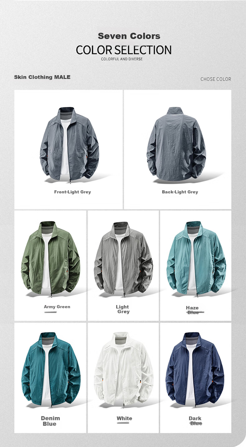 JEEP SPIRIT Men's Summer Lightweight Breathable Ice Silk Sunscreen Jacket UV Protection Skin Jacket White 2XL 3