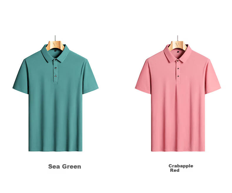 Dibinze Large Size Ice Silk Short-Sleeve Polo Shirt for Men, Summer Lightweight Plus-Size Loose-Fit T-Shirt with Collar, Peacock Blue 8XL 19