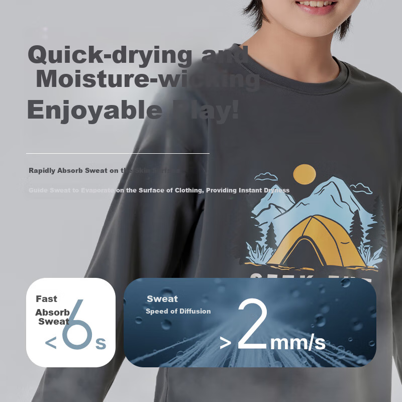 BALABALA Children's Long-Sleeve T-Shirt, Boys And Girls Autumn Wear, Big Kids Inner Layer Quick-Dry Top, 208325100202