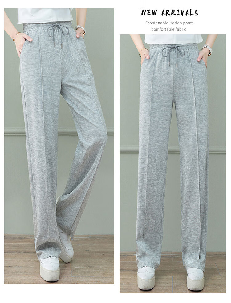 Woodpecker Women's Wide Leg Pants Spring Summer Straight Leg Sports Trousers High Waist Casual Slimming Draped Pants Green 4XL 16