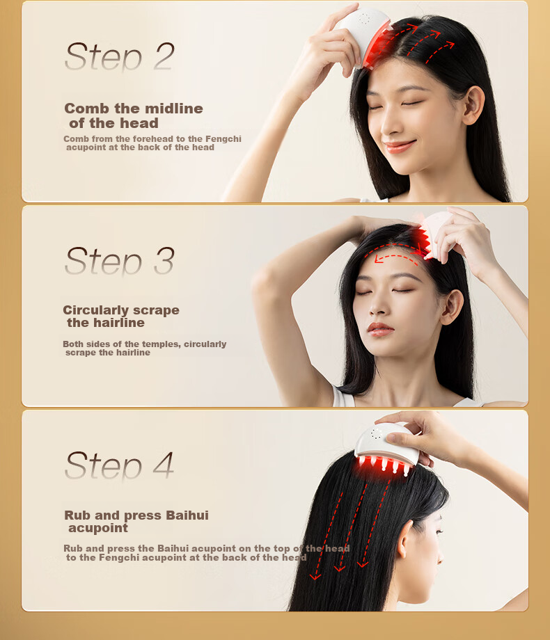 Keaiyuansu Small Moon Comb Gift Box Edition, Red Light Stimulating Comb for Hot Compress Head And Scalp Massage Meridian Comb, Hair Health Comb with Five-Finger Wide Teeth, Mid-Autumn Festival Gift for Parents Or Girlfriend, Practical Present 13