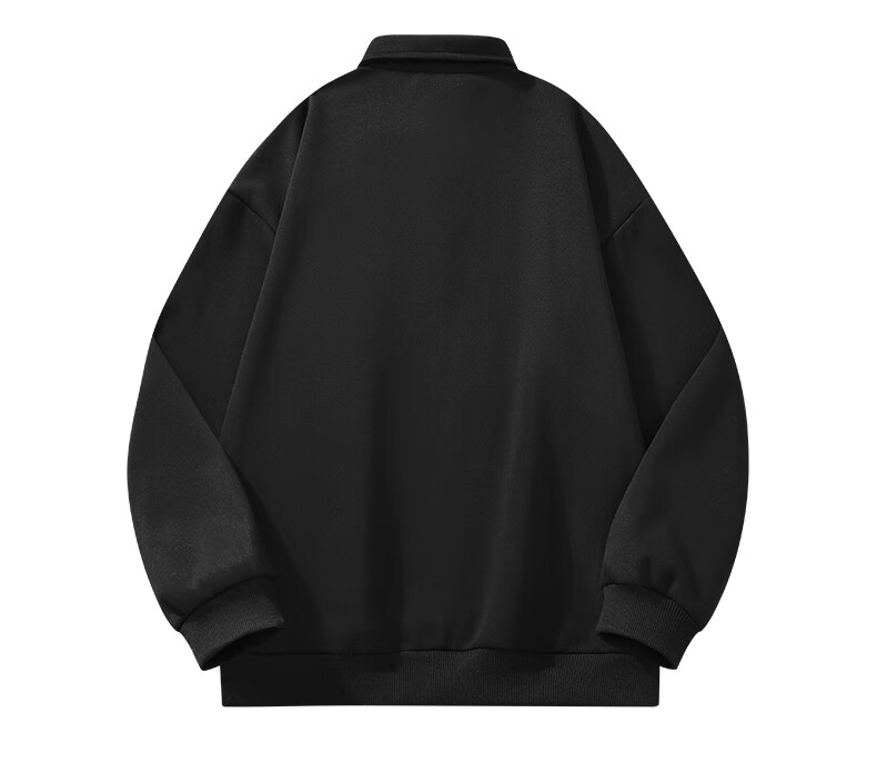 JEEP SPIRIT Men's Long Sleeve Polo Shirt Autumn Lapel Sweatshirt Loose Comfortable Sports Casual Top Black 2XL 12