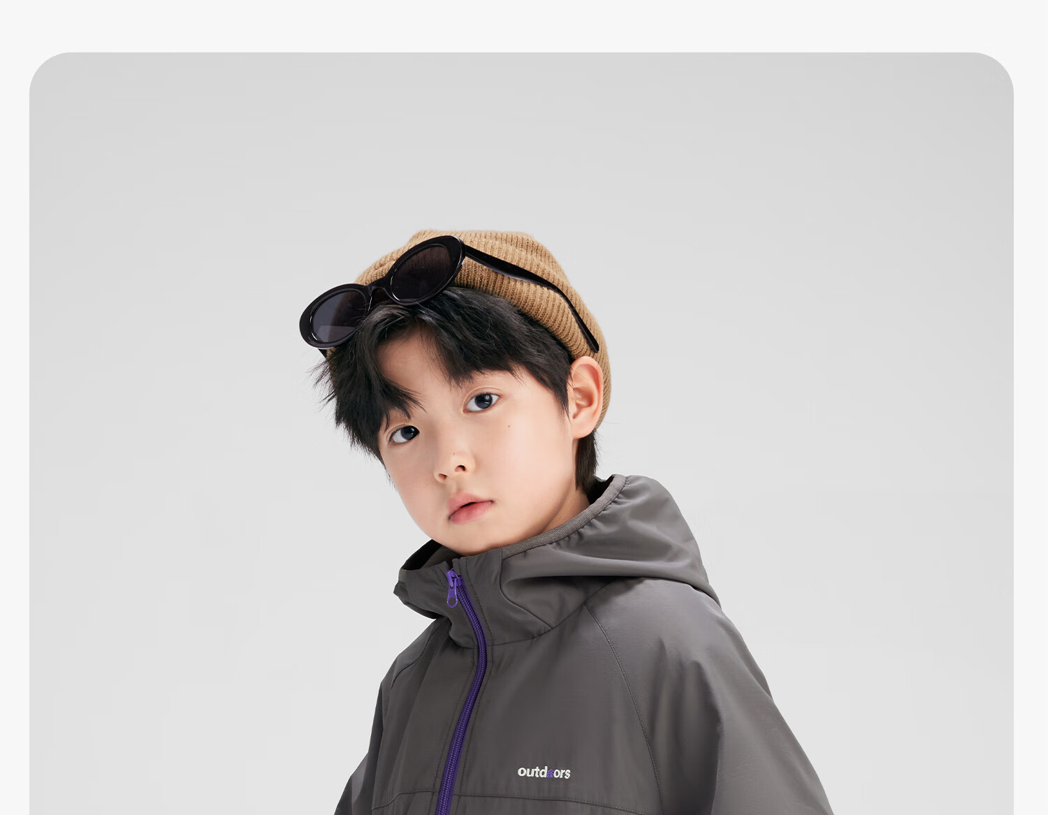 Zuoxi Boys' Fleece-Lined Jacket, 2026 New Children's Softshell Outerwear, Fleece Integrated Top, Gray, Size 160 53