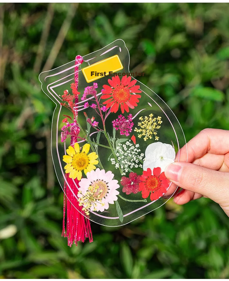 Jiamo [Popular Product], Transparent Dried Flower Bookmark DIY Craft Kit, Specimen PVC Laminating Film, Creative Plant Leaf Embossed Petals, Hanging Bottle Collection for Summer 9