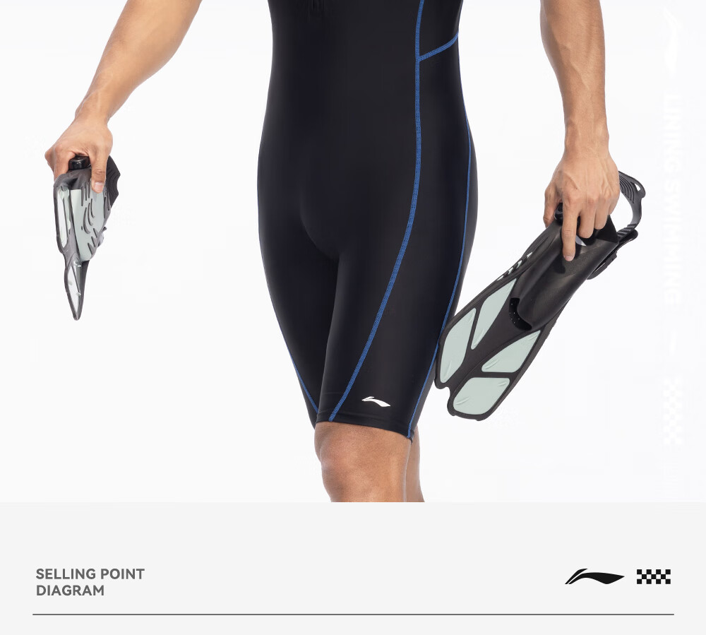 Li-Ning Men's One-Piece Swimsuit, for Teenagers And Adults, Professional Warm Winter Swimwear, for Older Children And Middle School Boys 2
