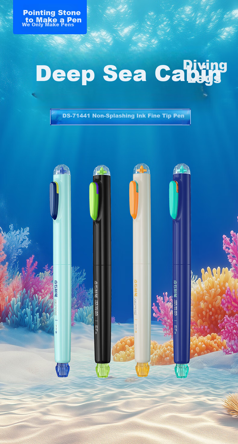 Dianshi Deep Sea Capsule Submarine Fountain Pen EF Fine Nib for Primary School Students' Handwriting Practice, Third Grade Back-To Season, Black Barrel, No Spill Ink, 4 Ink Cartridges, Erasable Blue Ink, Specialized for Calligraphy Practice, Teacher's Day Gift 2