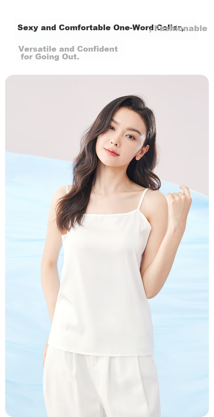 MiiOW Women's Camisole Tank Top for Spring And Autumn, Inner Wear Or Outer Wear, Beautiful Back Design, Faux Silk Thin Strap Basic Versatile Undershirt 7