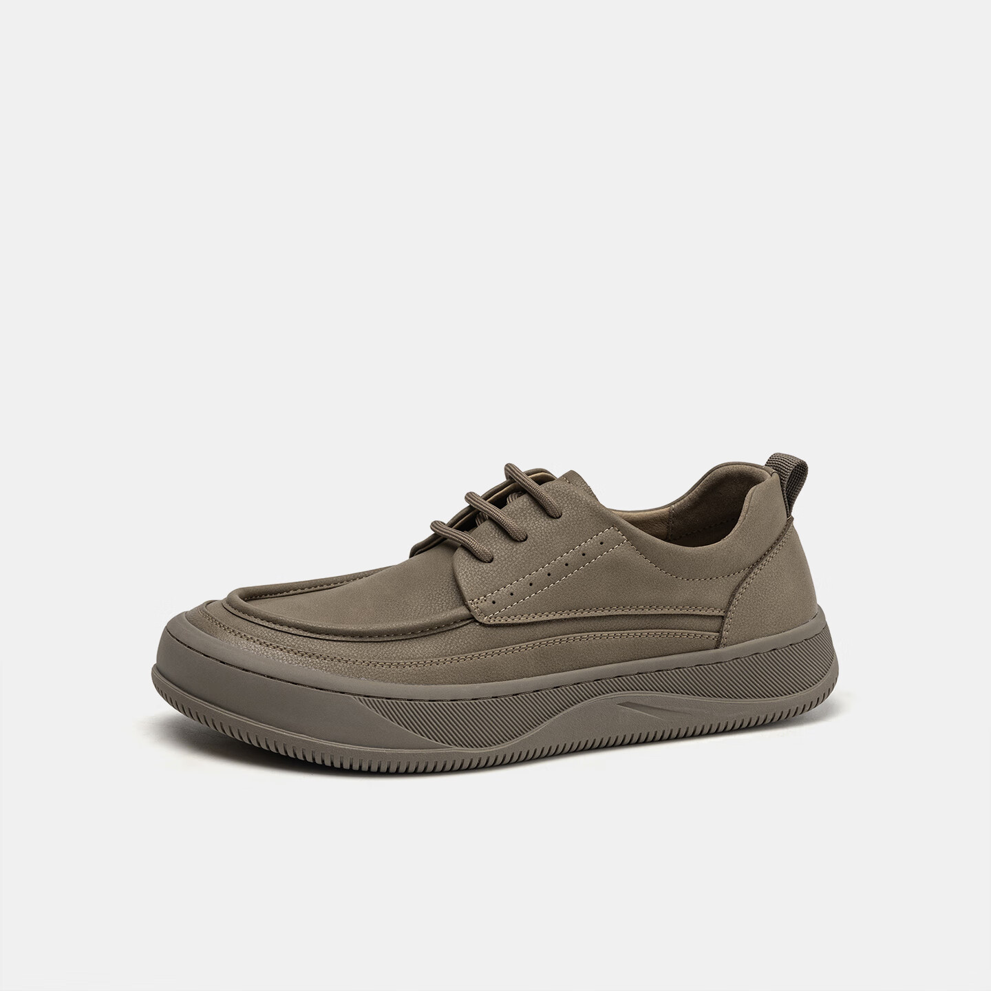 Aokang Autumn New Fashion Casual Leather Shoes, Comfortable Trendy Lace-Up Versatile Outdoor Work Boots, Khaki Color, Size 43