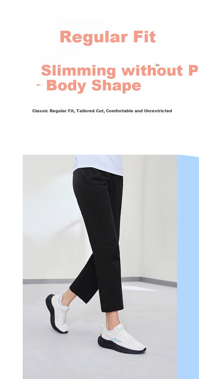 ERKE Women's Sports Casual Pants Autumn Ice-Feel Antibacterial Straight Loose Solid Color Outdoor Knit Trousers 6