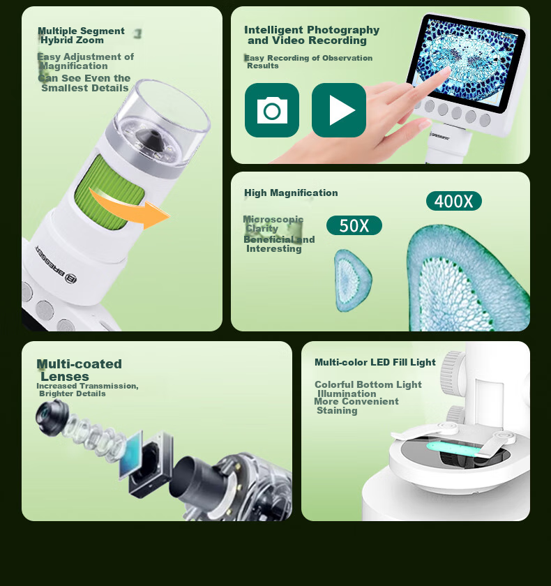 Bresser Microscope for Children, Middle School Students And Elementary School Students, Professional Electronic with Display Screen to View Bacteria, New Year Gift 3