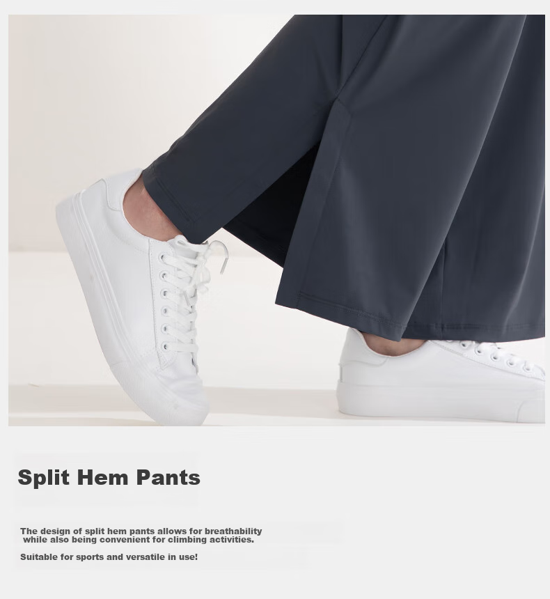 Moxun Ice Silk Sun Protection Pants for Women, Summer Cool Feeling Sports Outdoor Casual Wide-Leg Straight Trousers, Side Slit Style S 8