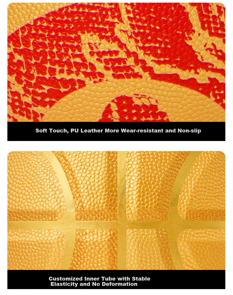 Kuangmi Snake Year Basketball, Size 7, Gold Color, for Youth And Adults, Birthday Gift, Holiday Present, Durable, Good Grip, Basketball 10