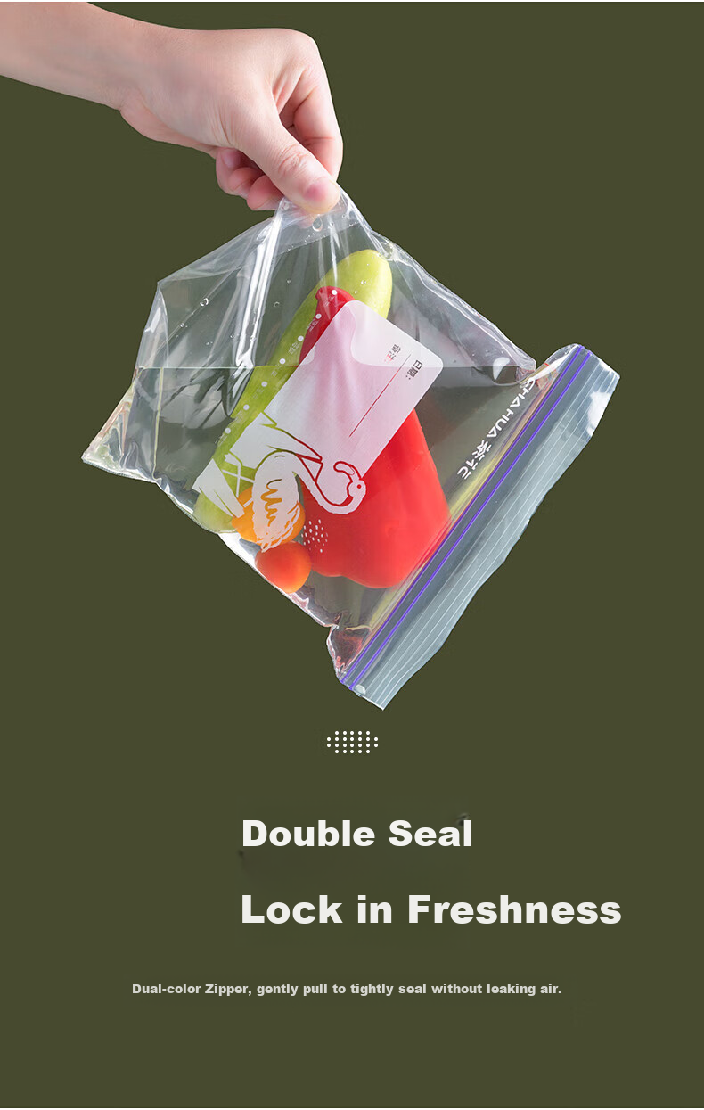 CHAHUA Food Storage Bags, Large Size Combination Pack, 70 Pieces, Thickened Double-Ribbed Food-Grade Fresh-Keeping Storage Bags, Self-Sealing Bags 5