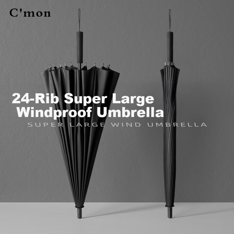 C'mon Automatic Windproof And Rainproof Umbrella, Long Handle, Large Size, One-Button Opening, Men's Outdoor Umbrella, 24-Rib Automatic Straight Pole Umbrella