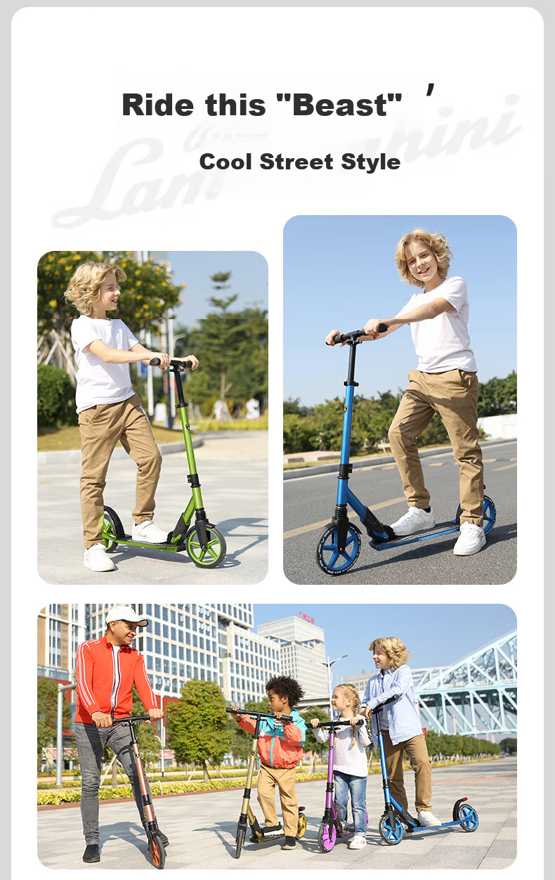 Kick'n'Roll Scooter for Children And Teenagers Aged 6-10 Two-Wheel Foldable Adjustable Shock-Absorbing Scooter in Volcanic Ash Color 11