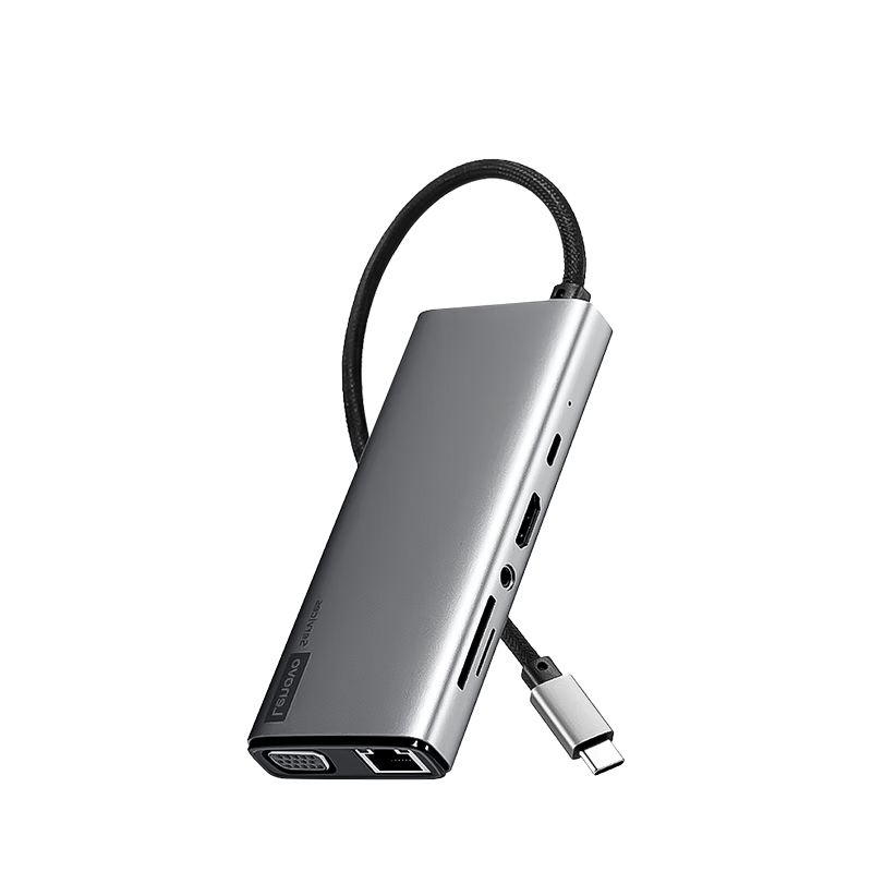Lenovo Type-C Expansion Dock, USB Hub Splitter, Network Port Extender Cable, VGA Converter, HDMI 4K Adapter, Card Reader, PD100W Expansion Dock, BY11 (Metal)