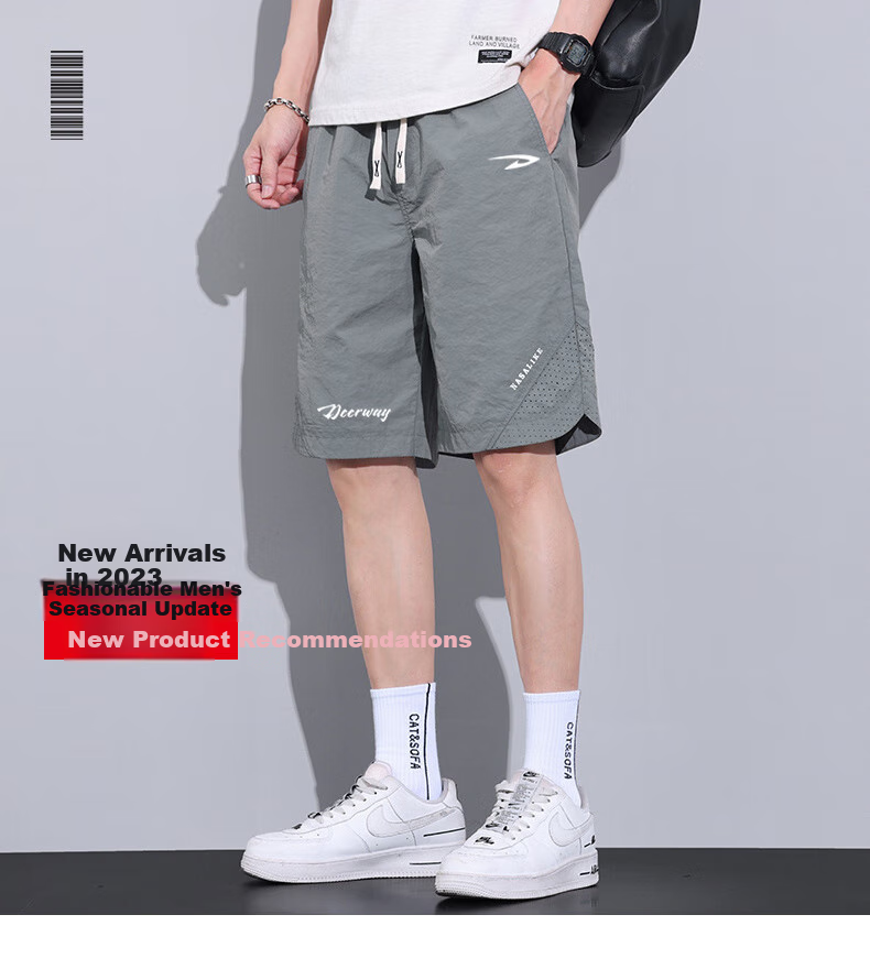 DEERWAY Men's Shorts, Casual Mid-Length Pants, Knee-Length Shorts, Summer Sports Loose-Fitting Pants for Young And Middle-Aged Outdoor Quick-Dry Trousers, Black, 4XL 2