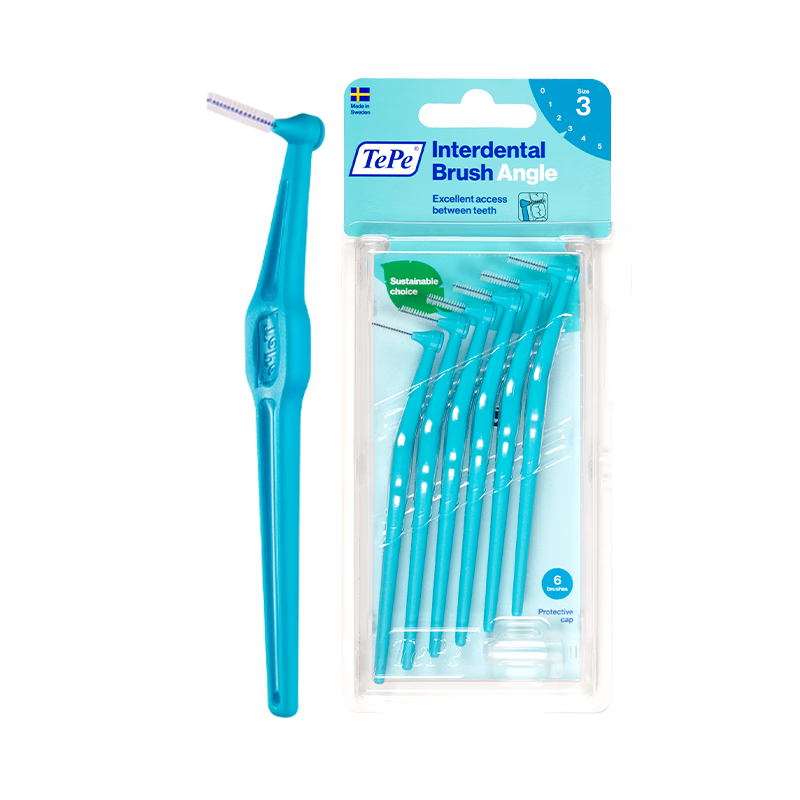 Tepe Swedish Imported Interdental Brush Orthodontic Floss Pick Long Handle L-Shaped (0.6mm) Blue Interdental Cleaning Brush