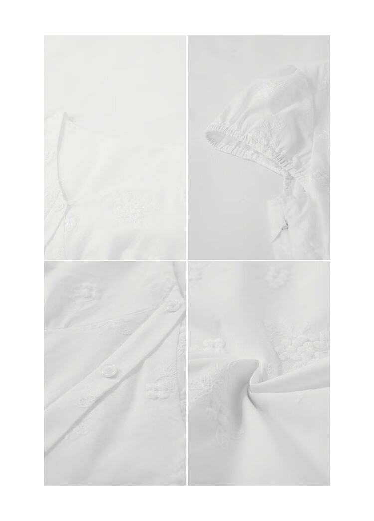 Mt [Pure Cotton Confession] Summer Sweet Fresh V-Neck Embroidered Elegant A-Line High-End Petite White Dress 10