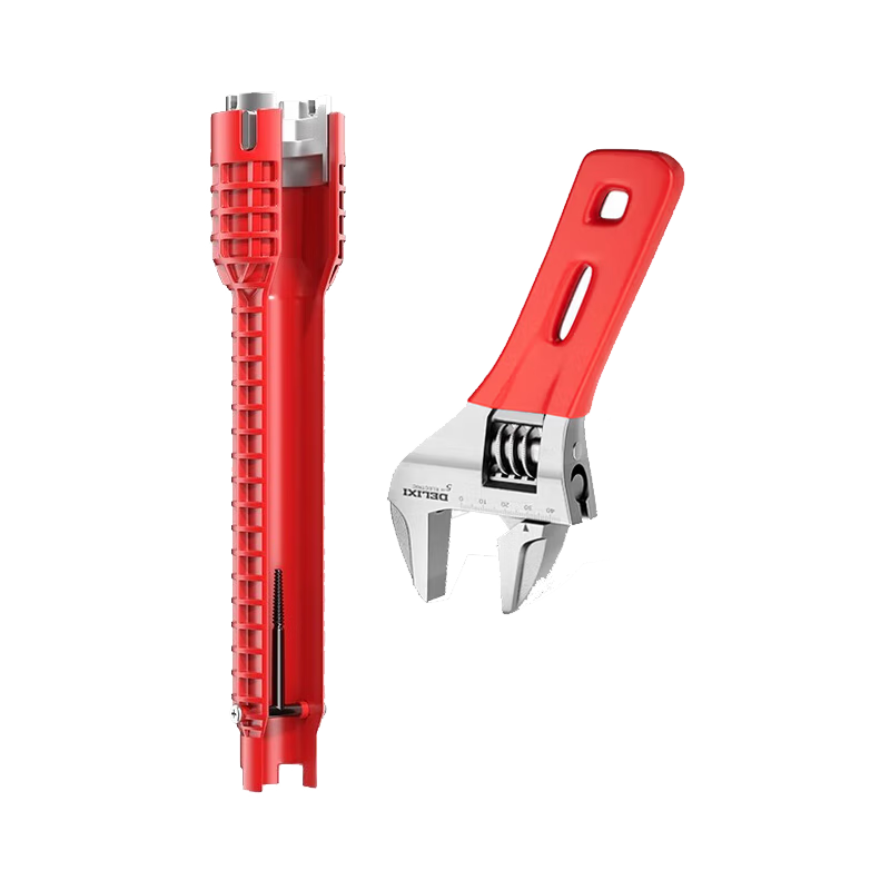 DELIXI ELECTRIC Sink Wrench, Bathroom Tool, Multi-Functional Wrench, Faucet And Pipe Installation Tool, 8-In Set with Adjustable Wrench